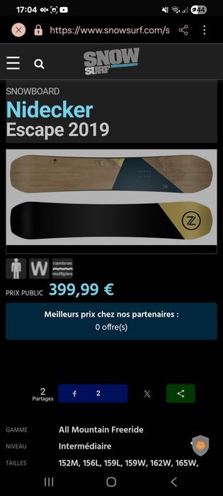 Snowboard Nidecker Escape 165 Wide