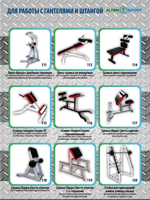 Тренажёры на зал 150 -200 кв.м. (Тренажоры от Алексея - ALTIMA )