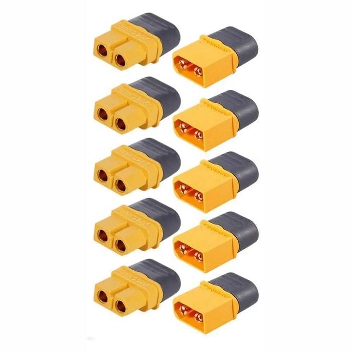 Conector XT60 – Set 5 bucăți mamă + tată, mufe conectori pentru baterii Li-Ion, LiPo și LiFePO4