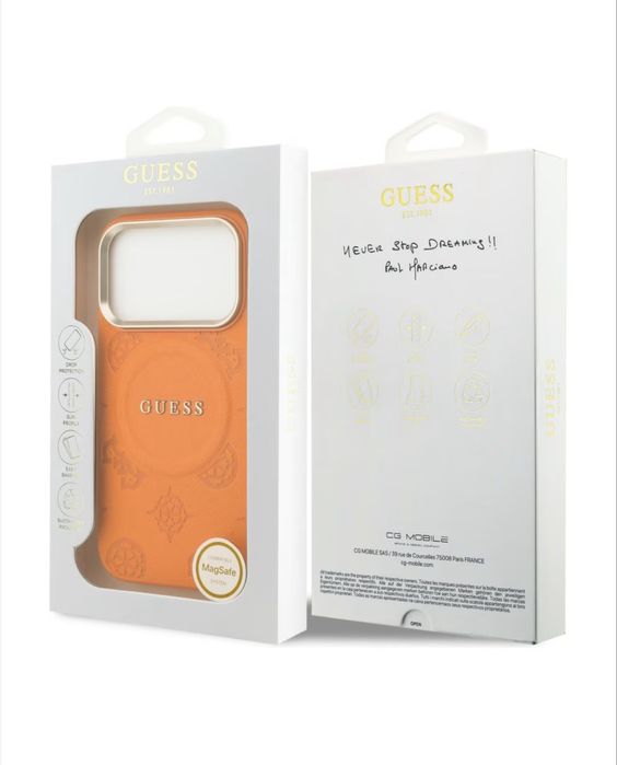 Защитен калъф GUESS Peony Hot Stamp Mag Safe,оранжев, за iphone 17 pro