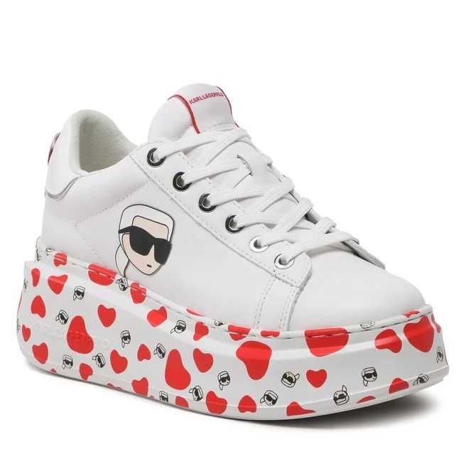 KARL LAGERFELD № 38&39 – Дамски кецове ест кожа "RED HEARTS" нови с к