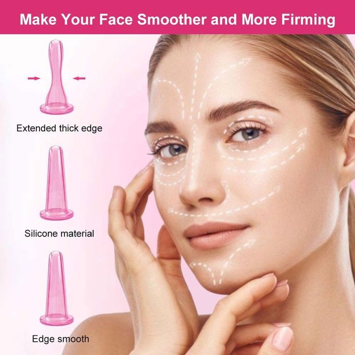 Set 4 ventuze din silicon pentru masaj facial