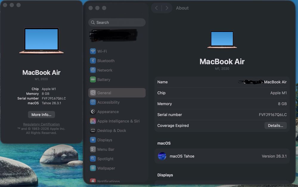 Macbook air M1 250 gb