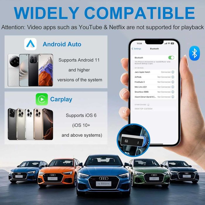 Безжичен CarPlay и Android Auto адаптер – Wireless Car Adapter