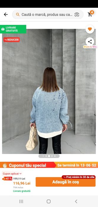 Geaca tricot și blug,mărime S