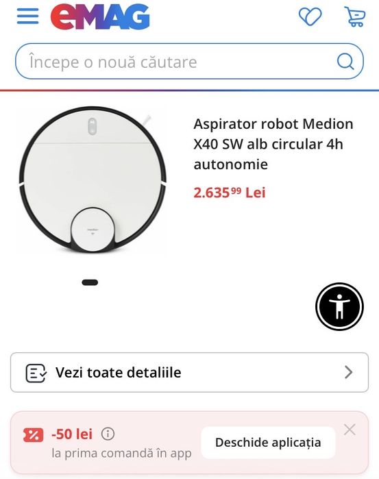 Robot Aspirator • Mop Automat • Medion X40 SW • NOU • Sigilat