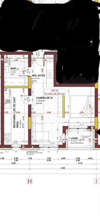 Apartament cu 2 camere, 40 mp, balcon, zona Eroilor