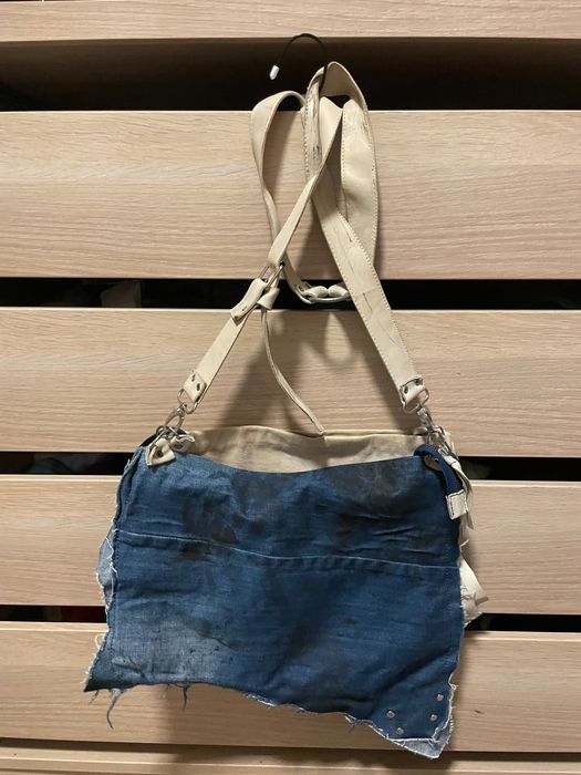 Дамска чанта от велур с деним