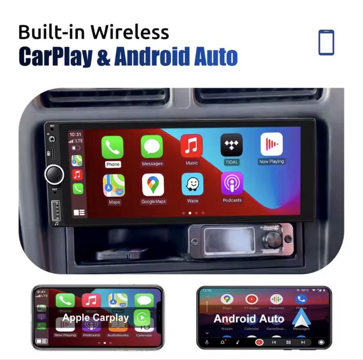 Мултимедия 1 DIN  4GB RAM / 64GB ROM Android 14 GPS Навигация Carplay