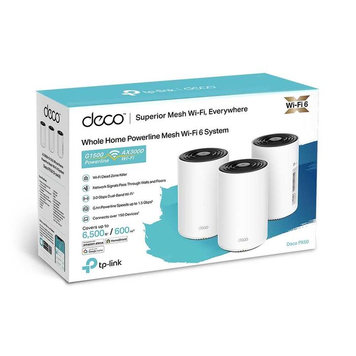 Tp-Link Deco PX50 3-pack Mesh-система Wi-Fi 6 с Powerline G1500