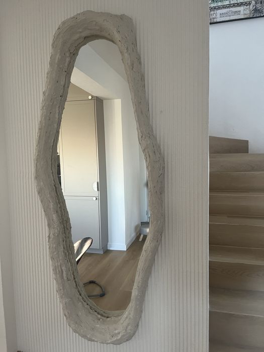 Vand oglinda mare, neregulata stil Wabi Sabi