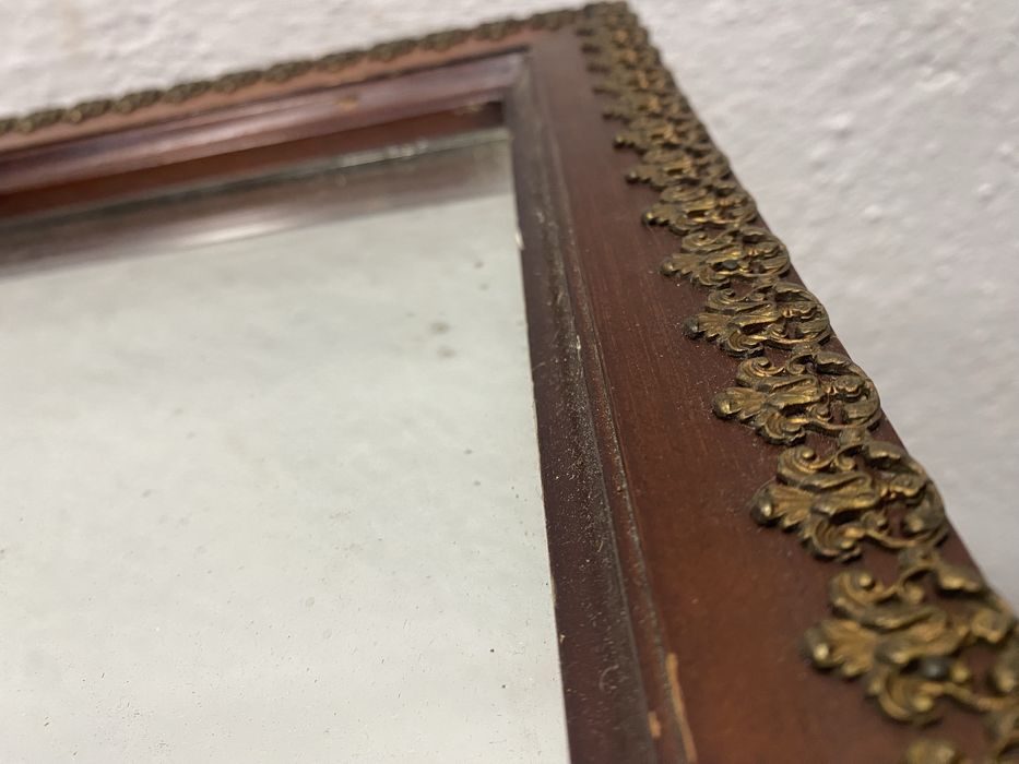 Голямо стеннo огледало дърво месинг класически стил Франция 1940 1955