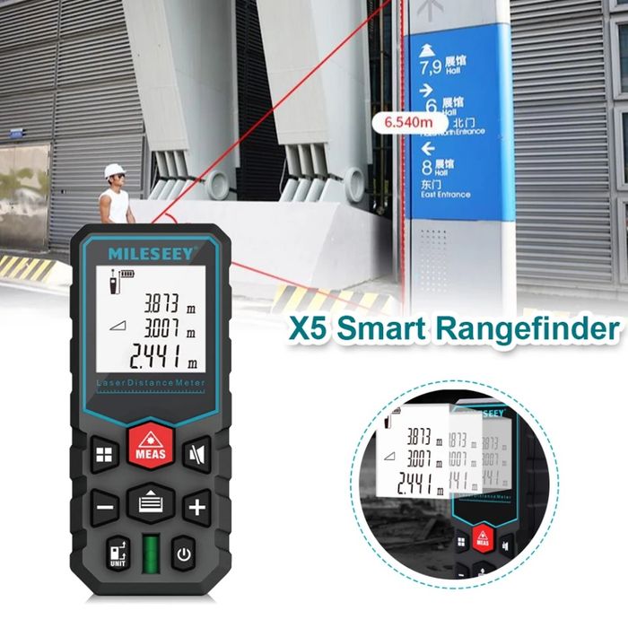 Лазерна ролетка MiLESEEY X 5, измерване до 40 метра, червен лазер