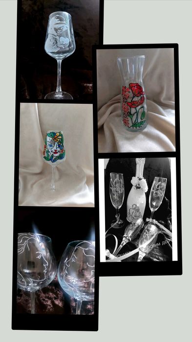 Ръчно гравирани и рисувани чаши