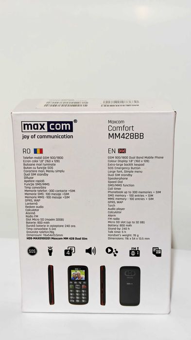 Telefon mobil MaxCom Classic MM428BB Dual SIM Negru  Sigilat