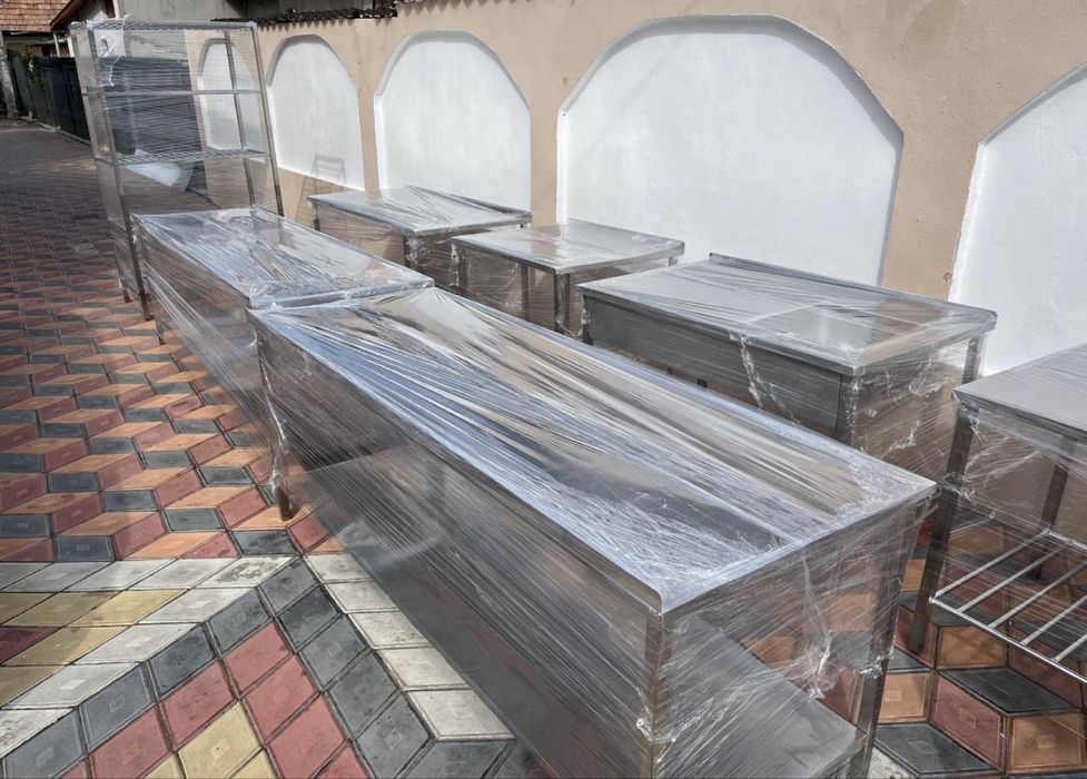 Masa inox cu polita din tabla si din bara