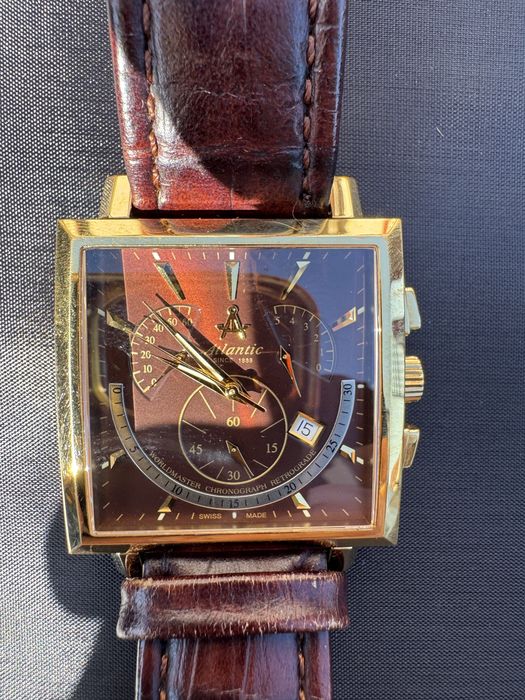 Atlantic Worldmaster Square Chrono Retrograde Quartz,40-40mm