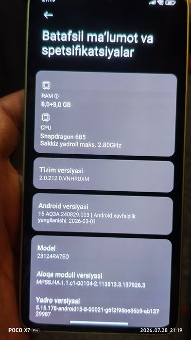 Redmi note 13 8+8/256