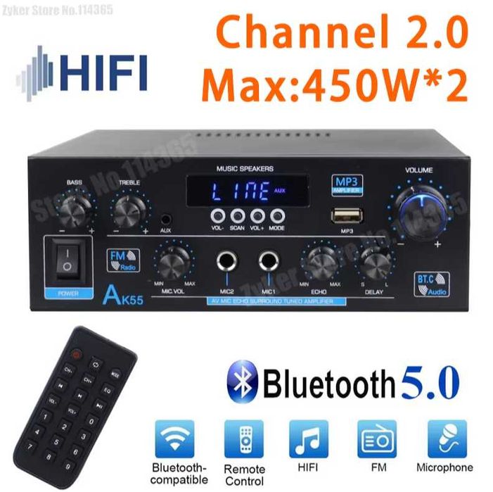 Усилитель звука AK55 HiFi Max, 900 Вт Хватит переплачивать за корпус