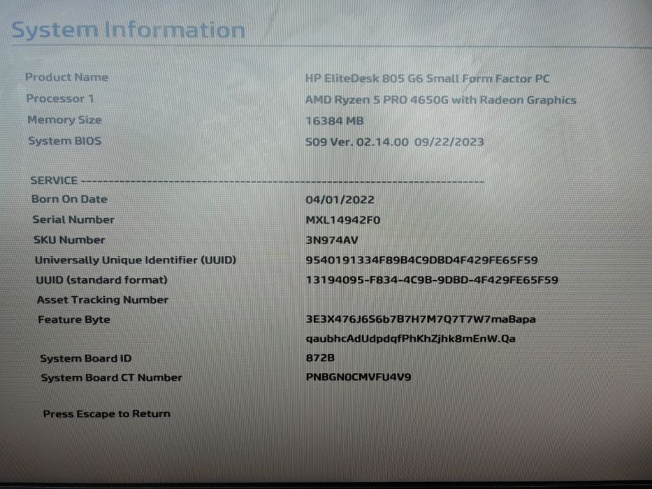 HP Elitedesk 805 G6 SFF Ryzen 5 Pro 4650G,16GB DDR4,3.7GHz,NVMe 256GB