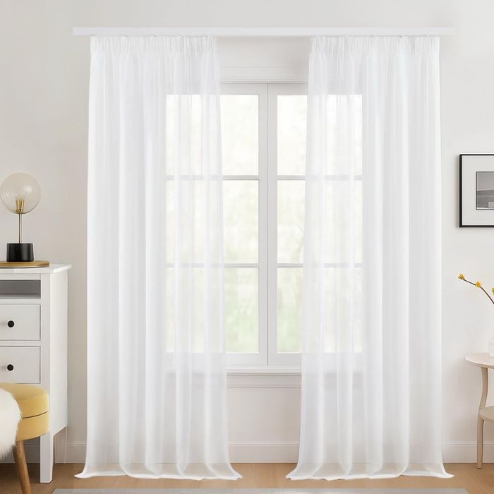 Perdea Voal Alba 220x200 cm cu Banda Fronsare