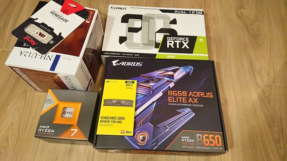 Мощен Геймърски Kомпютър: Ryzen 7800X3D, 64GB DDR5, RTX 3060, SSD (може и на части)