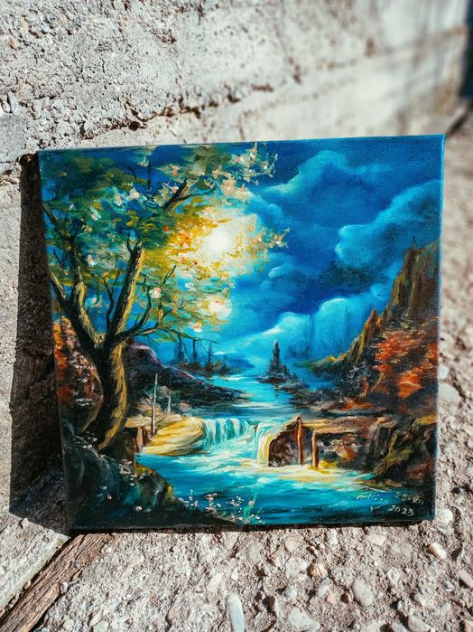 Pictez peisaje pe panza in ulei