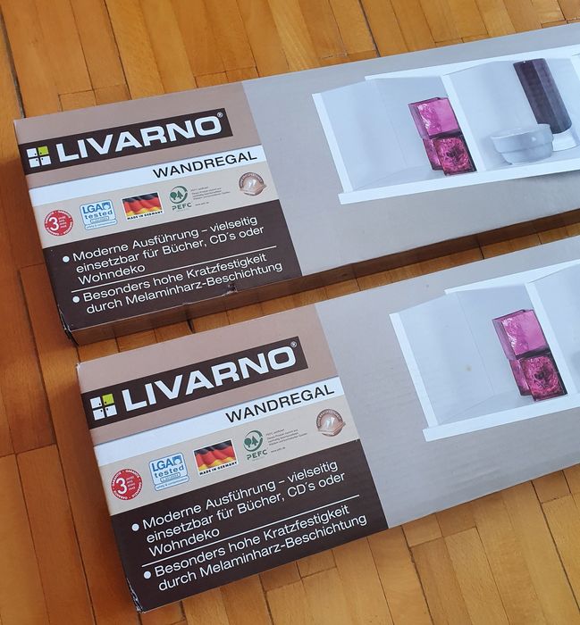 Set 2 rafturi / etajere de perete, albe, 92 x 17 x 17 cm