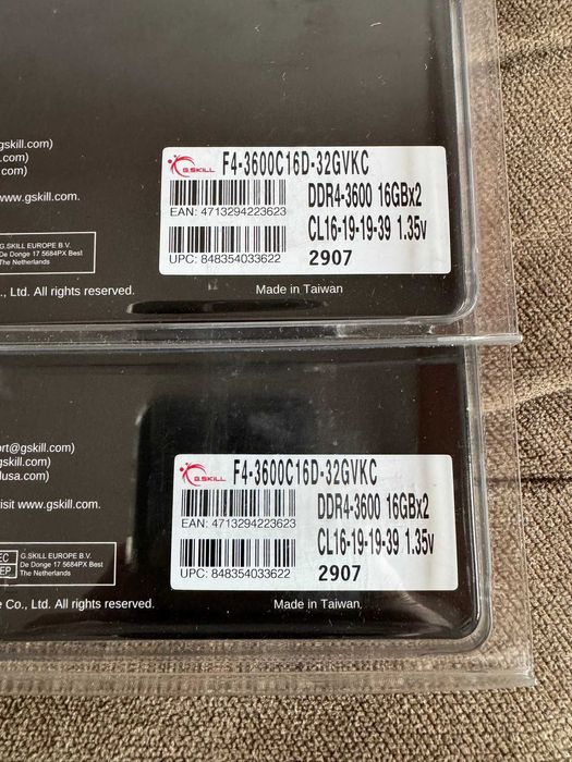 2 кита 32GB (2x16GB) G.SKILL Ripjaws DDR4 3600MHz CL16 - В ГАРАНЦИЯ