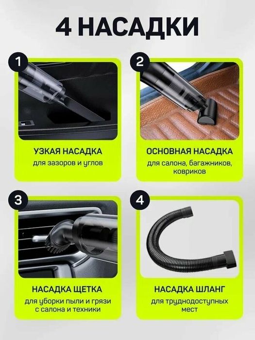 Пылесос для автомобиля беспроводной мощный/ Ручной портативный мини пы