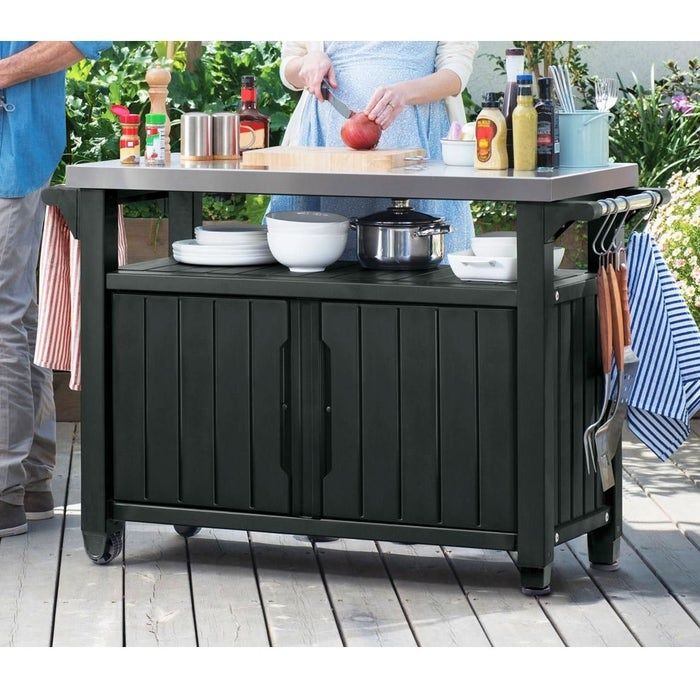 Masa inox grill cu roti Keter, noua , dulap gratar