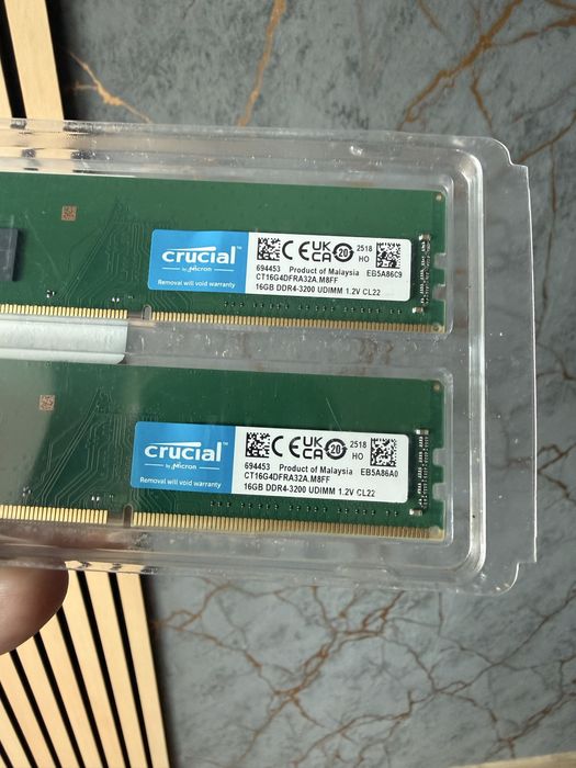 Memorie RAM Crucial 32Gb DDR4, 3200Mhz, Kit (2*16Gb), Sigilati, Noi