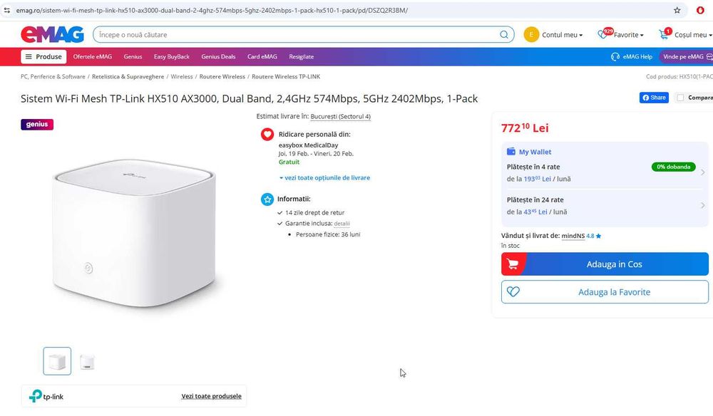 TP-Link HX510 AX3000  Sistem Wi-Fi Mesh  Dual Band  2402Mbps, 1-Pack