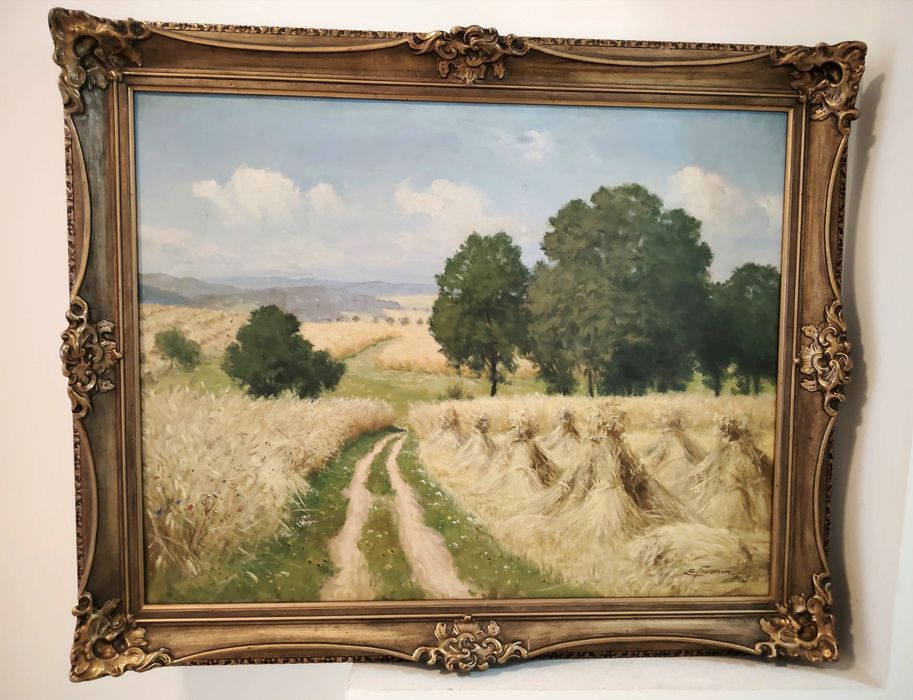 Ulei pe pânză o lucrare veche semnată încadrata Intr o rama Blondel di