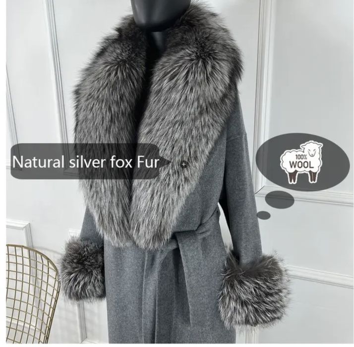 Palton cu blana naturala ( vulpe polara ) cea mai inatlta calitatea