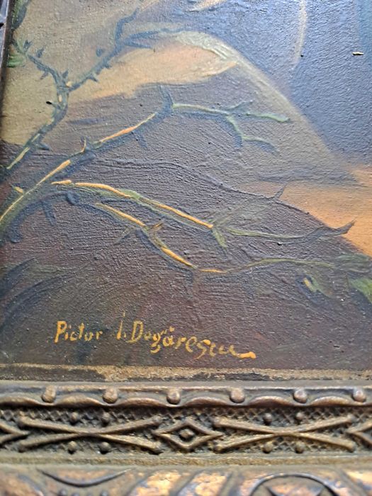 tablou icoana veche pictura pe lemn I Dogarescu 33/25 cm