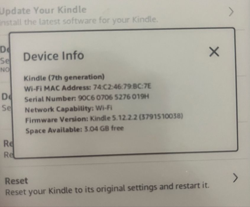 Kindle Amazon 7 generation
