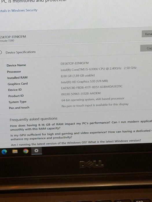 Dell Latitude 7280 I5-6300U/8RAM/256SSD/Intel HD Graphics/Full HD