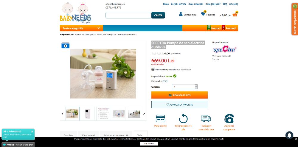 SPECTRA Pompa de san electrica dubla 9+, in garantie