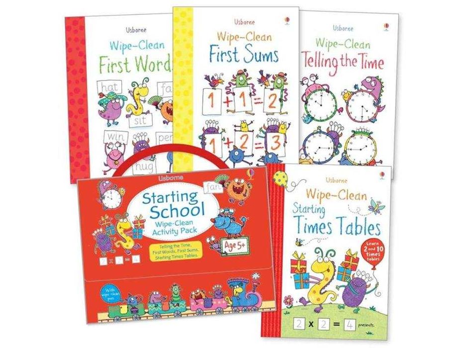 Usborne Scrie si sterge Starting School 4 carti engleza oferta