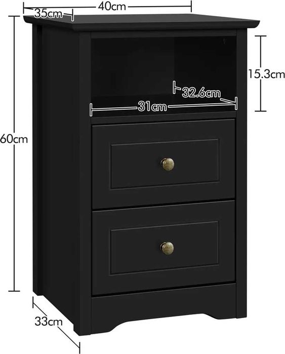 Noptiera moderna cu sertare si spatiu depozitare |R 591763 Black