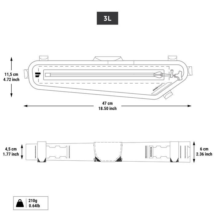 Geantă etanșă cadru Half-frame Ipx6 - produs resigilat Decathlon