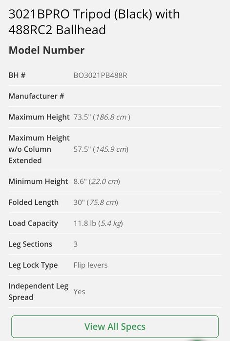 Trepied foto Manfrotto 3021BPRO Tripod,cap 468RC2