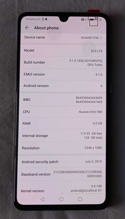 Huawei P30 NOU (ELE-L29) 6.1" Dual SIM 6GB 128GB OLED HDR10 Google