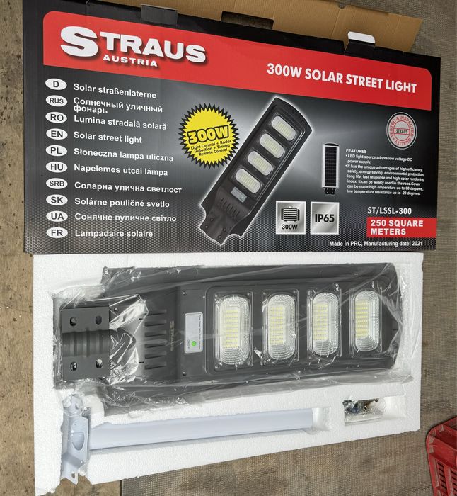 Lampa solara Led de inalta calitate Straus Austria cu telecomanda.