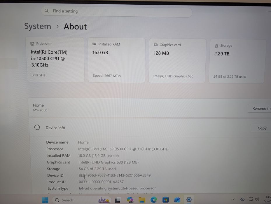 Kit i5 10500/B460M Pro/16GB DDR4/512gb ssd/2TB hdd