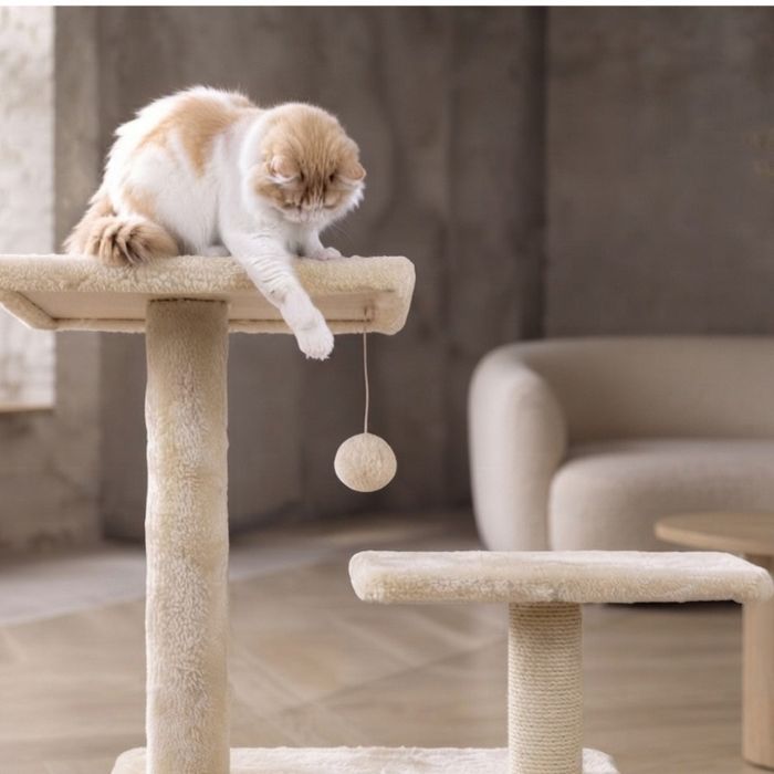 Котешки център за игра и почивка с драскалка и къщичка, 125 см