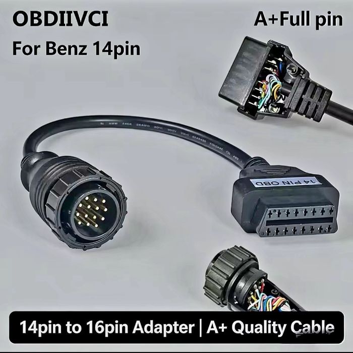 Кабел-преходник от Mercedes (Sprinter) 14 pin мъжки към 16 pin OBD2