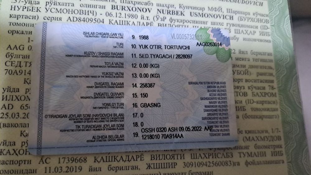 Zil sotiladi yurib turgan mashina xolati yaxshi