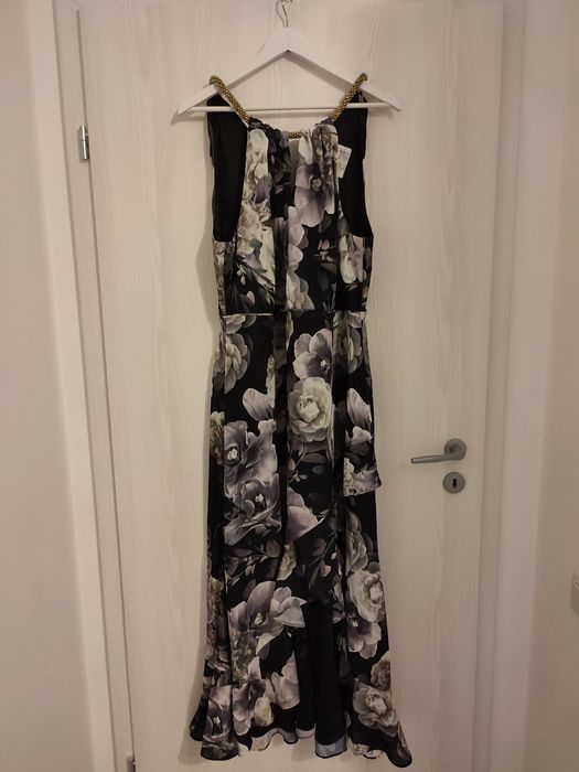 Rochie de seara pentru ocazii, evenimente culoare gri floral